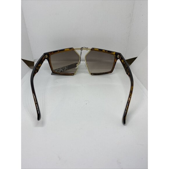 Retro Sunglasses Tortoise Brown and Gold Frame Brown Lens Gold Bumblebee Detail - Picture 6 of 7